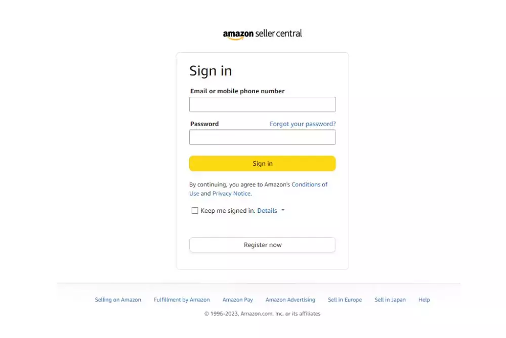 A screenshot of the Amazon login page