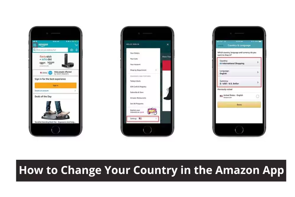 Amazon App - Change Country