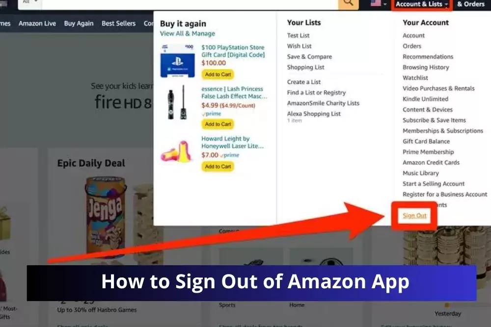 Sign Out of Amazon App