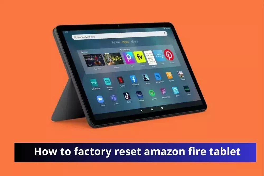 Amazon Fire Tablet factory reset process displayed on a tablet screen.