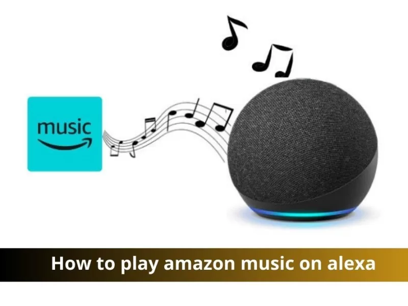 Amazon Echo Dot with Alexa playing music.