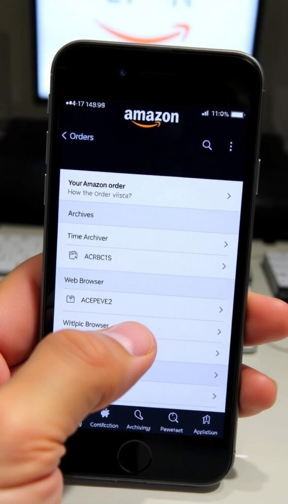 Amazon mobile app showing orders page with archive option
