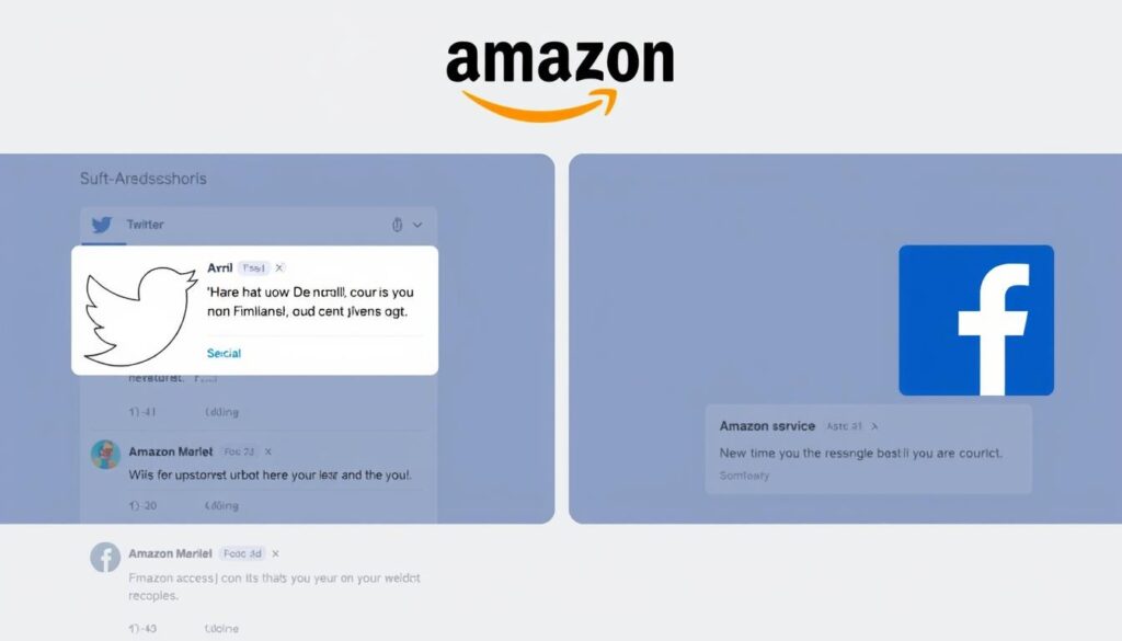 Amazon's social media support channels showing Twitter and Facebook pages