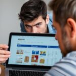 Person looking concerned at shared Amazon account showing gift purchases