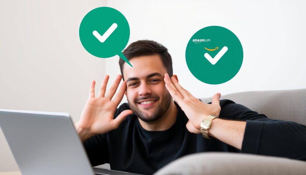 Person successfully hiding Amazon orders with a satisfied expression