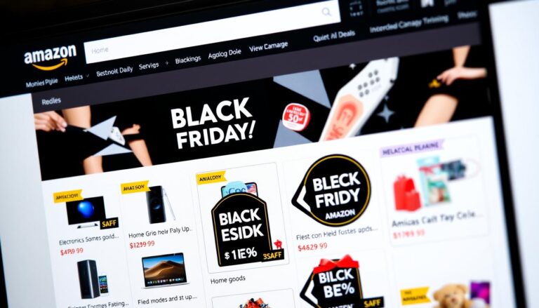 Amazon Black Friday deals homepage showing discounted products and promotional banners