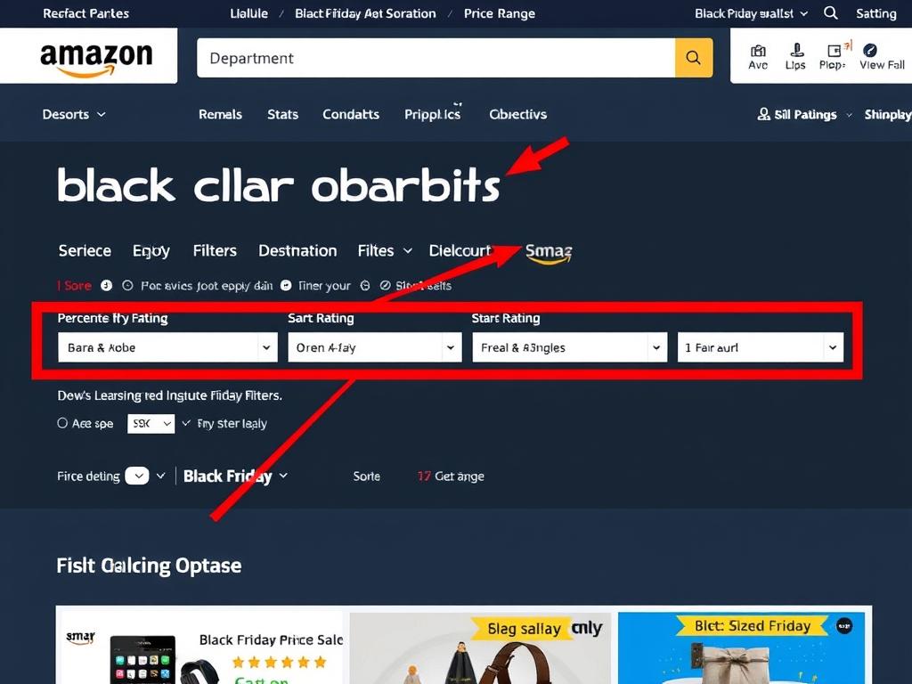Amazon Black Friday deals page showing filtering and sorting options