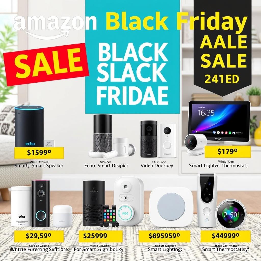 Smart home devices featured in Amazon Black Friday deals including Echo devices and security cameras
